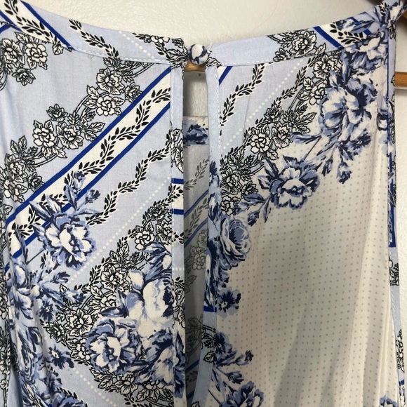 New torrid blue/white Midi Challis High Neck Dress size 00 - Picture 10 of 10